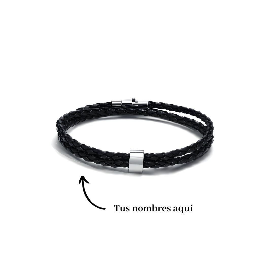 Pulsera de cuero con cuentas personalizables - Para papá