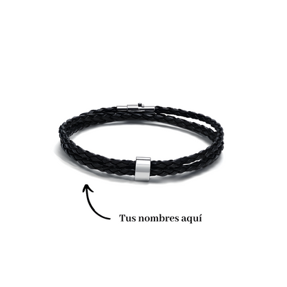 Pulsera de cuero con cuentas personalizables - Para papá