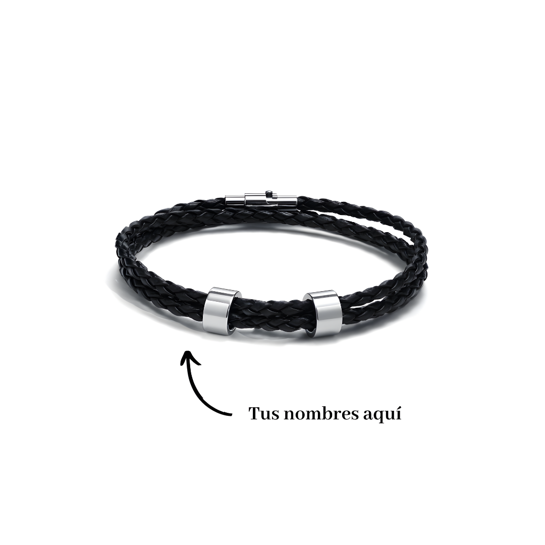 Pulsera de cuero con cuentas personalizables - Para papá