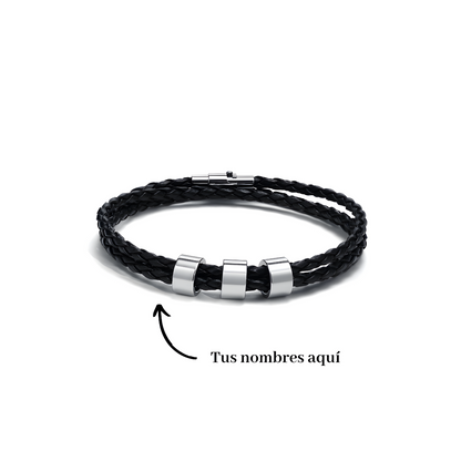 Pulsera de cuero con cuentas personalizables - Para papá