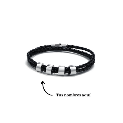Pulsera de cuero con cuentas personalizables - Para papá