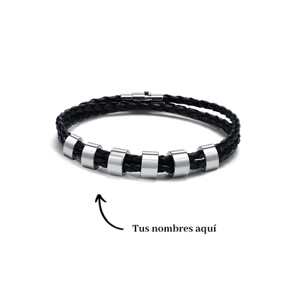 Pulsera de cuero con cuentas personalizables - Para papá