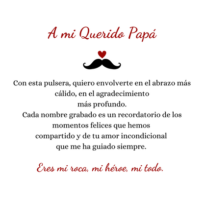 Pulsera de cuero con cuentas personalizables - Para papá