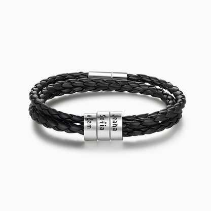 Pulsera de cuero con cuentas personalizables - Para papá