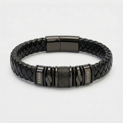 Pulsera de cuero con cuentas personalizables - Oferta Día del Padre