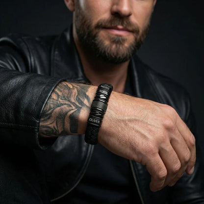 Pulsera de cuero con cuentas personalizables - Oferta Día del Padre